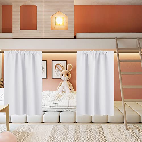 Basement Bathroom Kitchen Cafe Privacy Window Curtains 30 inches (Pure White / 34"W x 30"L (Pack of 2))