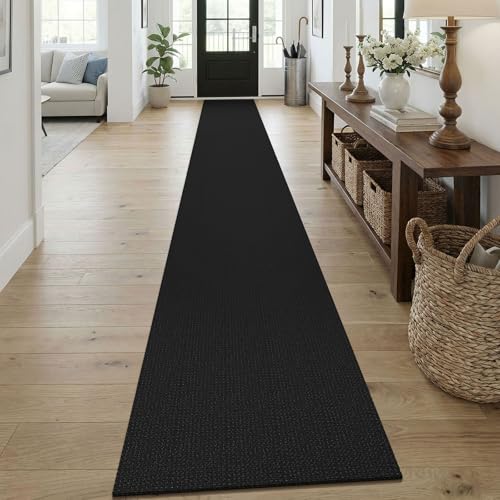 Black 2x18 Runners Rugs for Hallway (Black/Dark Grey / 2' x 18' (Runner))