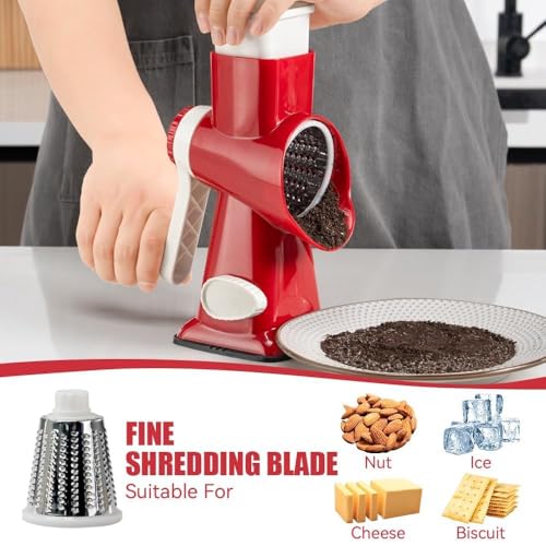 Rotary Cheese Grater Hand Crank Red (3 IN 1 / Red)