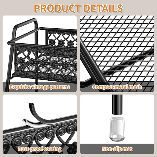 Vintage 3 Tier Spice Rack Organizer for Kitchen Counter (Black / 3 Tier Large)