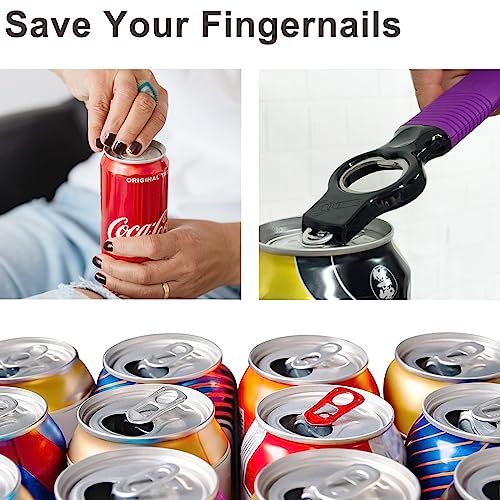 2-in-1 Soda Can Tab & Beer Bottle Opener, Purple, 2-Pack (Purple)