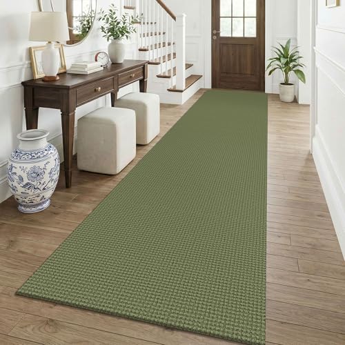 Cotton 3x12 Runners Rugs for Hallway (Olive Green/Earthy Green / 3' x 12' (Runner))