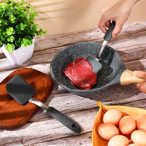 2 Pcs Mini Silicone Cookie Brownie Spatula (Solid Flat / Gray)