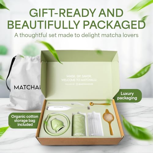 Matcha Whisk Set With Ceramic Matcha Bowl (Green)