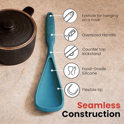 Seamless Silicone Spatula Spoon Multifunction Scoop Kitchen Spoon (Teal-1 Pack)