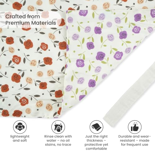 Kitchen Aprons for Women with 2 Pockets (Orange/Purple)