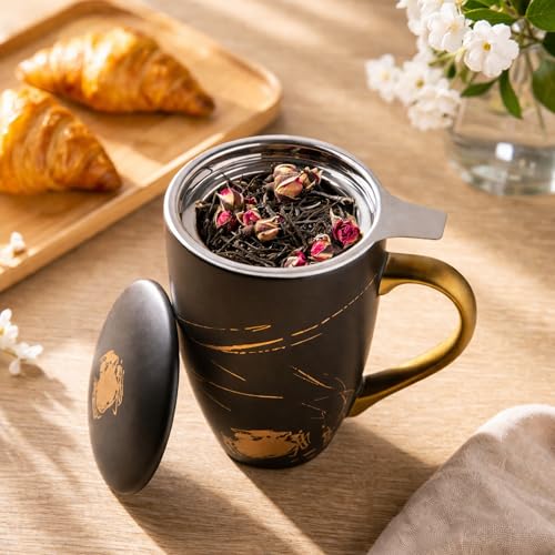 Tea Cup With Infuser and Lid (Black)