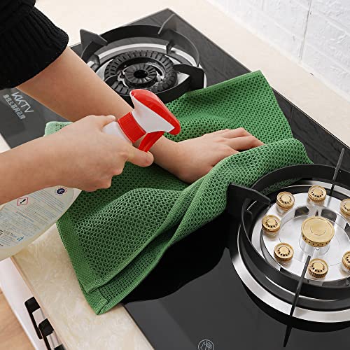 100% Cotton Waffle Weave Kitchen Dish Towels 8 (Grass Green / 13 X 28 - 8 Pack)