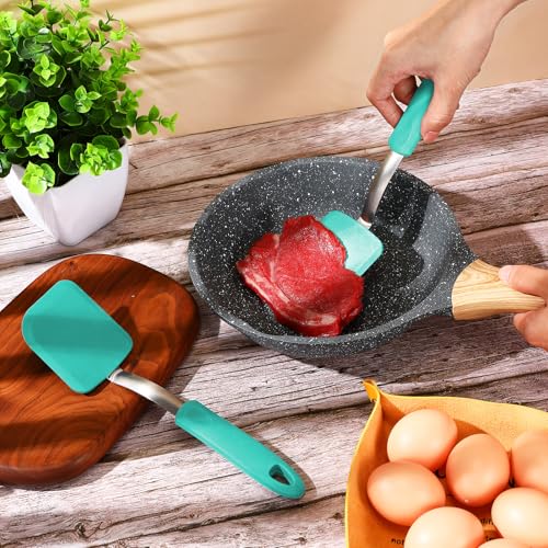 2 Pcs Mini Silicone Cookie Brownie Spatula (Solid Flat / Green)