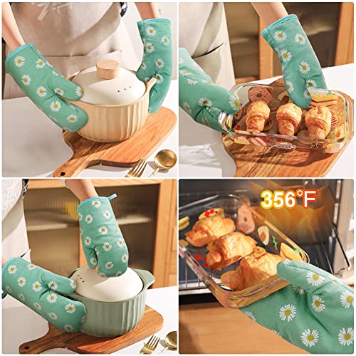 Oven Mitts and Potholders (Daisy-green)