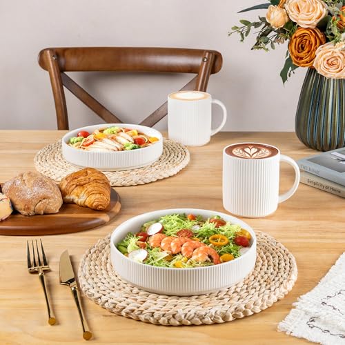 Ceramic Coffee Mugs Set of 6 (Bright White / 14 OZ (Set of 6))