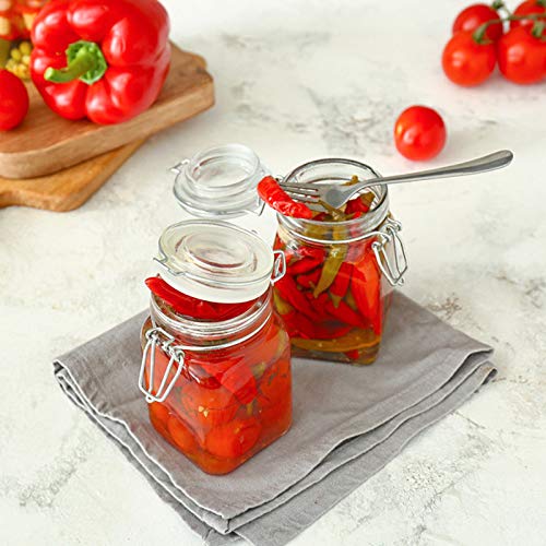 24 Pack 4 oz Mini Square Spice Jars with Airtight Hinged Lid (24 Pack)