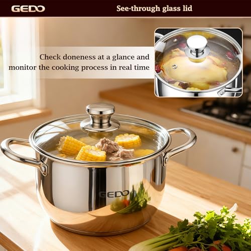 Stainless Steel Stock Pot with Glass Lid (4.2 Quarts)