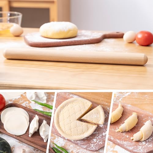 French Rolling Pin for Baking (17.7 Inches-Round / Light Yellow)