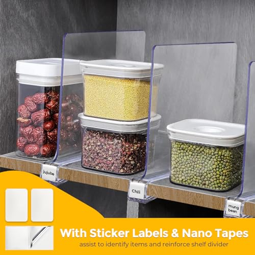 Clear Acrylic Shelf Dividers for Closets Organizer & Storage (Clear / 8 Pack)