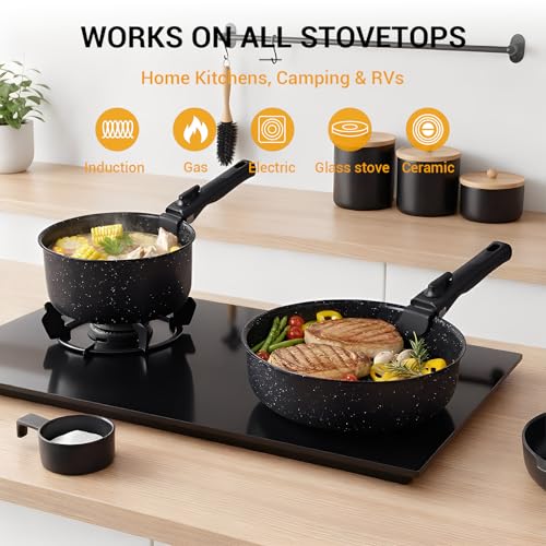 21Pcs Pots and Pans Set Non Stick with Detachable Handle Frying Pan (Frying Pan Set)