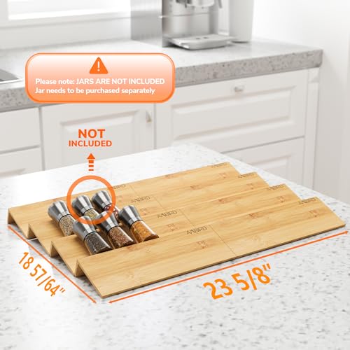 Bamboo Spice Drawer Organizer with Non (8 Pcs x 11.8'' W / Natural)