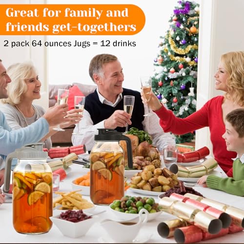 2 Pack Glass Pitchers with Lid