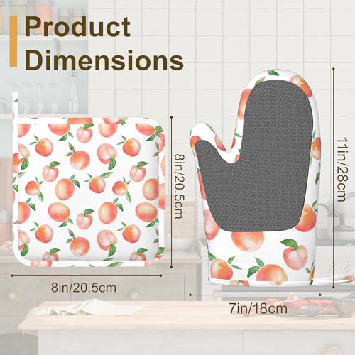 Watercolor Peaches Oven Mitts and Pot Holders Sets (Watercolor Peaches)