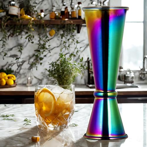 Jigger for Bartending (1 Jigger+ 2 Auto Flip Pourers / Rainbow)