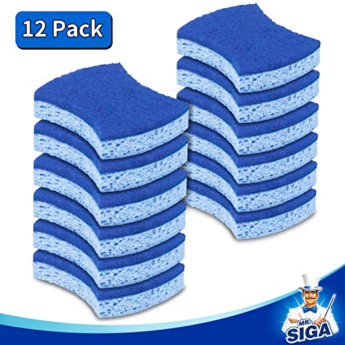 Non Scratch Cellulose Scrub Sponge (Royal Blue, Light Blue / 4.1x0.8x3.3inch)