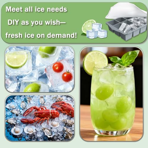 Ice Cube Trays for Freezer (Gray)