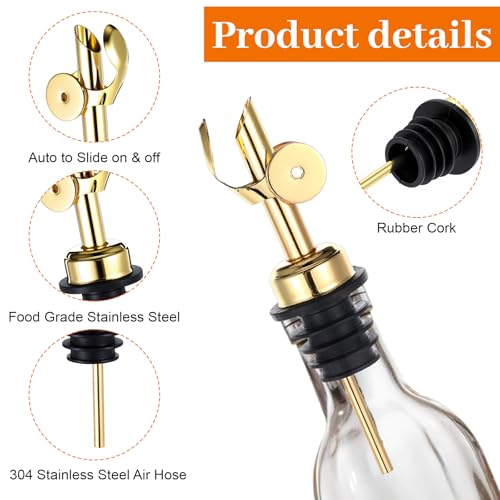 12 Pcs Weighted Stainless Steel Liquor Bottle Pourers Auto Flip Olive Oil Dispenser Spout Balsamic Alcohol Pourer Spouts for Home Bar Accessories