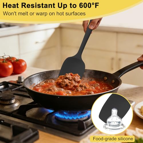 4 Pcs Silicone Spoon Spatula Set (Black)