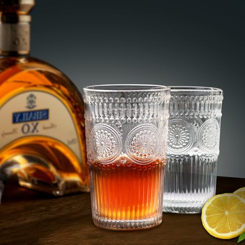 6pcs Vintage Drinking Glasses Set (Clear)