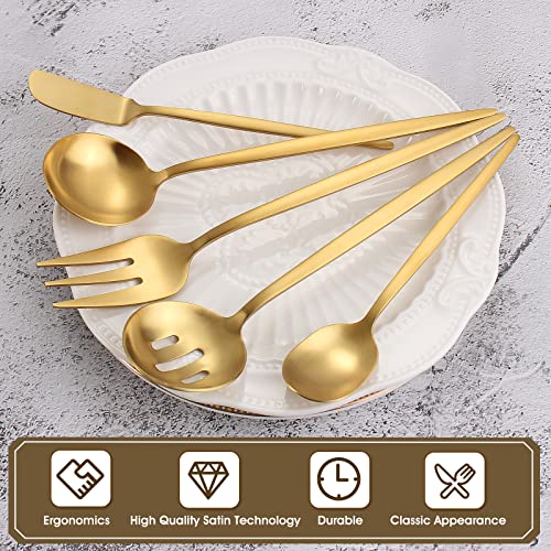 Matte Gold Serving Silverware Set (Matte Gold)