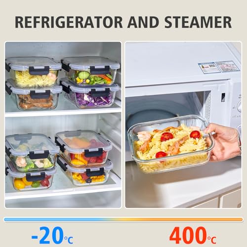 8 Pack 36OZ Glass Food Storage Containers with Lids (8 Pack-(36oz))