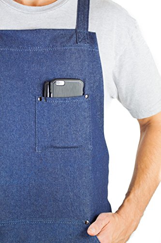 Professional Grade Chef Apron for Kitchen (Blue Denim)