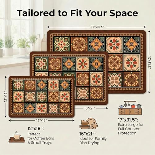 Boho Dish Drying Mat for Kitchen Counter (Boho / 17" x 31.5")