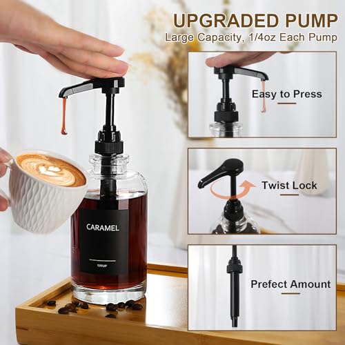 Coffee Syrup Dispenser for Coffee Bar (Black / Set of 2)