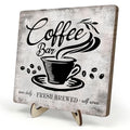 Vintage Coffee Bar Sign Plaque for Coffee Station (Gray / 5.9 x 5.9 x 0.32 inches)