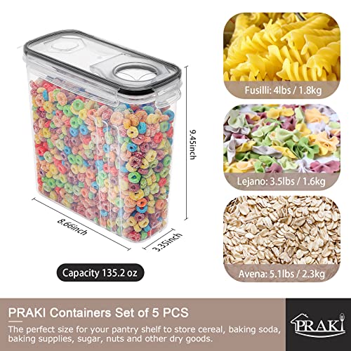 5PCS Large Cereal Containers Storage [4L (Pack of 5)
