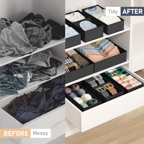 Drawer Organizer Clothes Storage (Black / 26 Pack)
