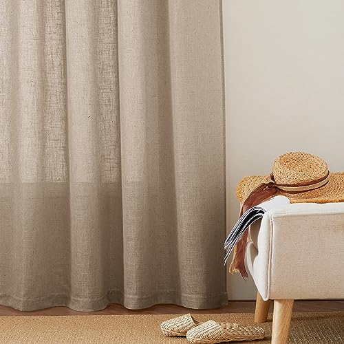 Extra Long Linen Curtains for Dining Room 120 inches Long (Khaki / 52"W x 120"L (Pack of 2))
