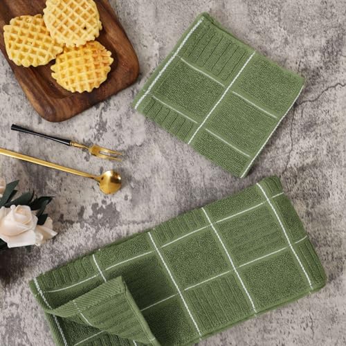 Kitchen Towels and Dishcloths Set (Green)