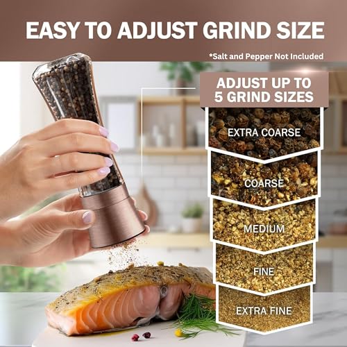 Original Copper Salt and Pepper Grinder Set of 2 (Copper Top/Clear Glass / 2pk)