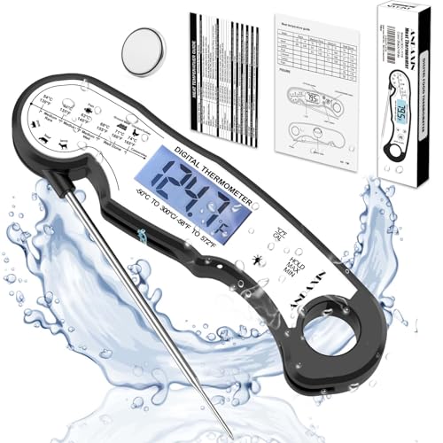 Digital Instant Read Meat Thermometer Digital for Grilling and Cooking (Black/White)