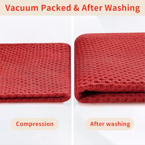 100% Cotton Waffle Weave Kitchen Dish Cloths 6 (Brick Red / 12 X 12 - 6 Pack)