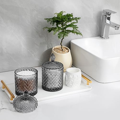 2 Pack Qtip Holder Apothecary Jars with Lid (23 oz (2 pack) / Grey)