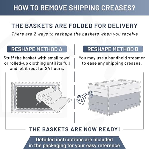 13.5”x8.5”x5.5” Rectangle Storage Baskets for Shelves 3 Pack (Off White & Mixed Blue / 13.5" x 8.5" x 5.5")