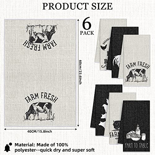 6 Pcs Farm Animal Kitchen Towels Farmhouse Funny Dish Towel (Farm)