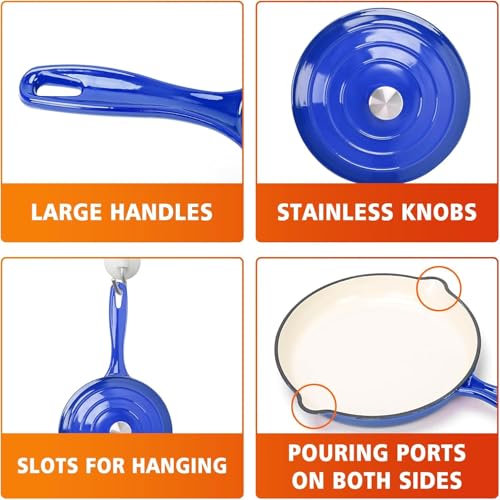 Enamel Cast Iron Cookware Set (Blue / 4 Pieces)