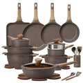 31pcs Nonstick Pots and Pans Set (Brown / 31 Piece)