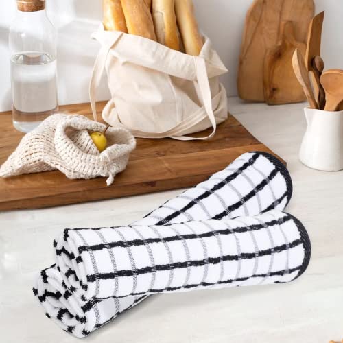 Kitchen Towels Black (20" x 30" (Set of 6) / 049 Black/White Terry)
