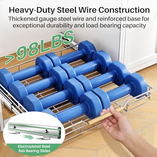 Pull out Cabinet Organizer (Chrome / 21"W x 21"D)