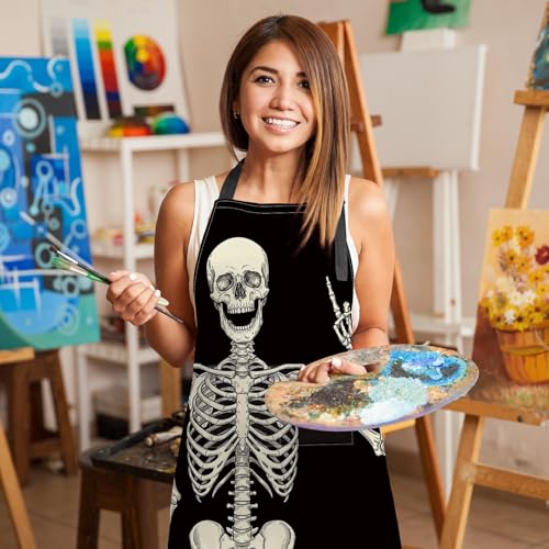 Apron with Pockets (Black Skull)